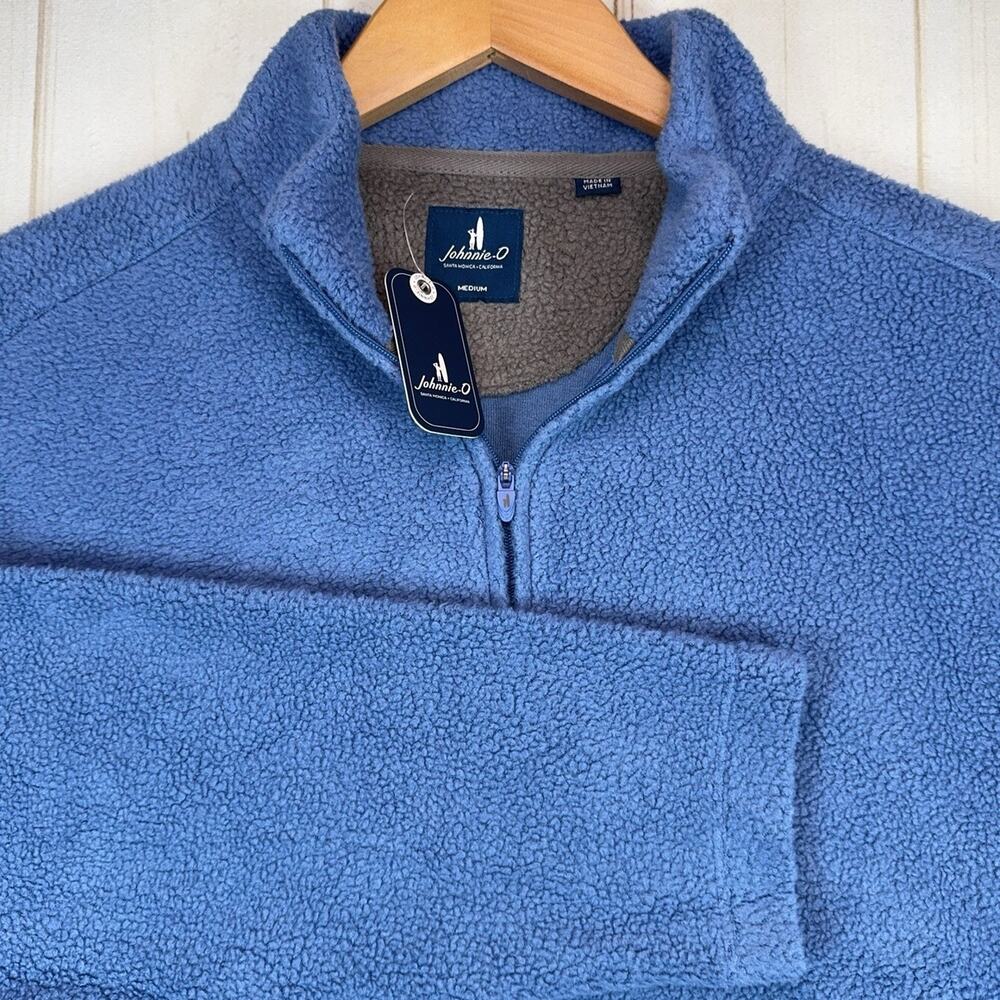 Johnnie-O Dion Sherpa Fleece 1/4 Zip Pullover Mens Med Blue Riverside